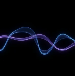 Minimal glowing wave lines on pure black background, AMOLED pure black wallpaper 4K with smooth gradients