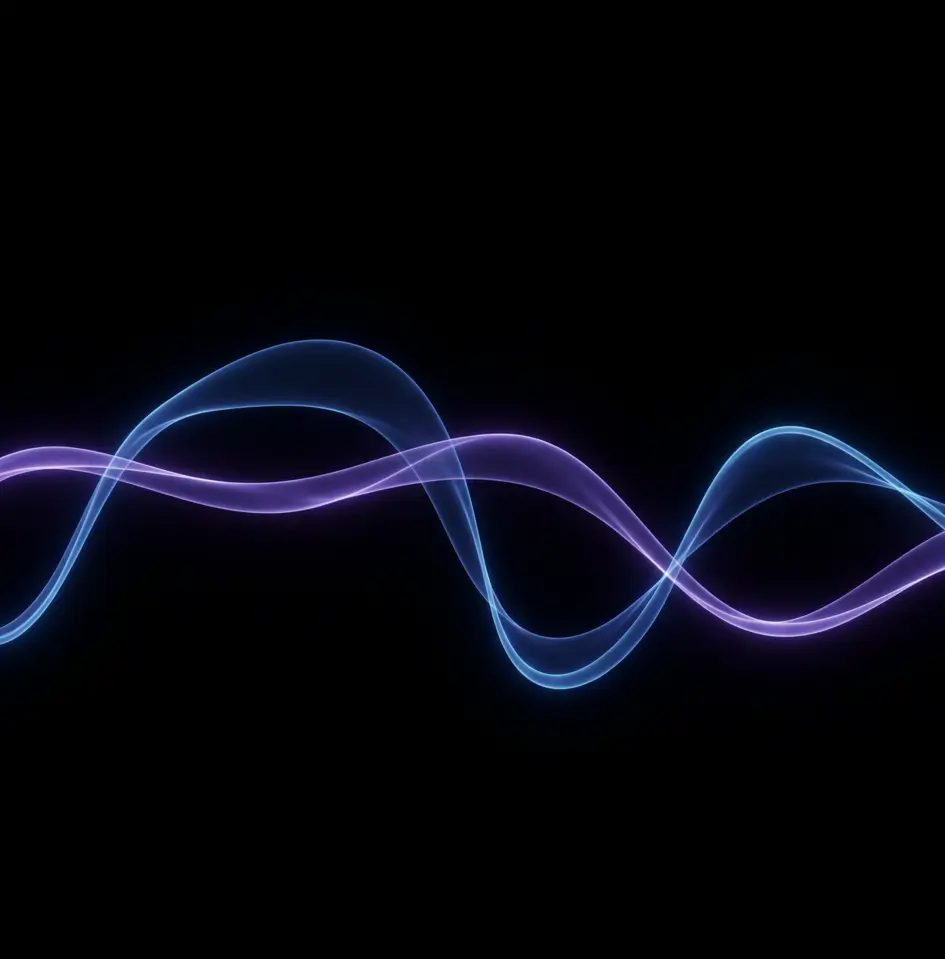 Minimal glowing wave lines on pure black background, AMOLED pure black wallpaper 4K with smooth gradients