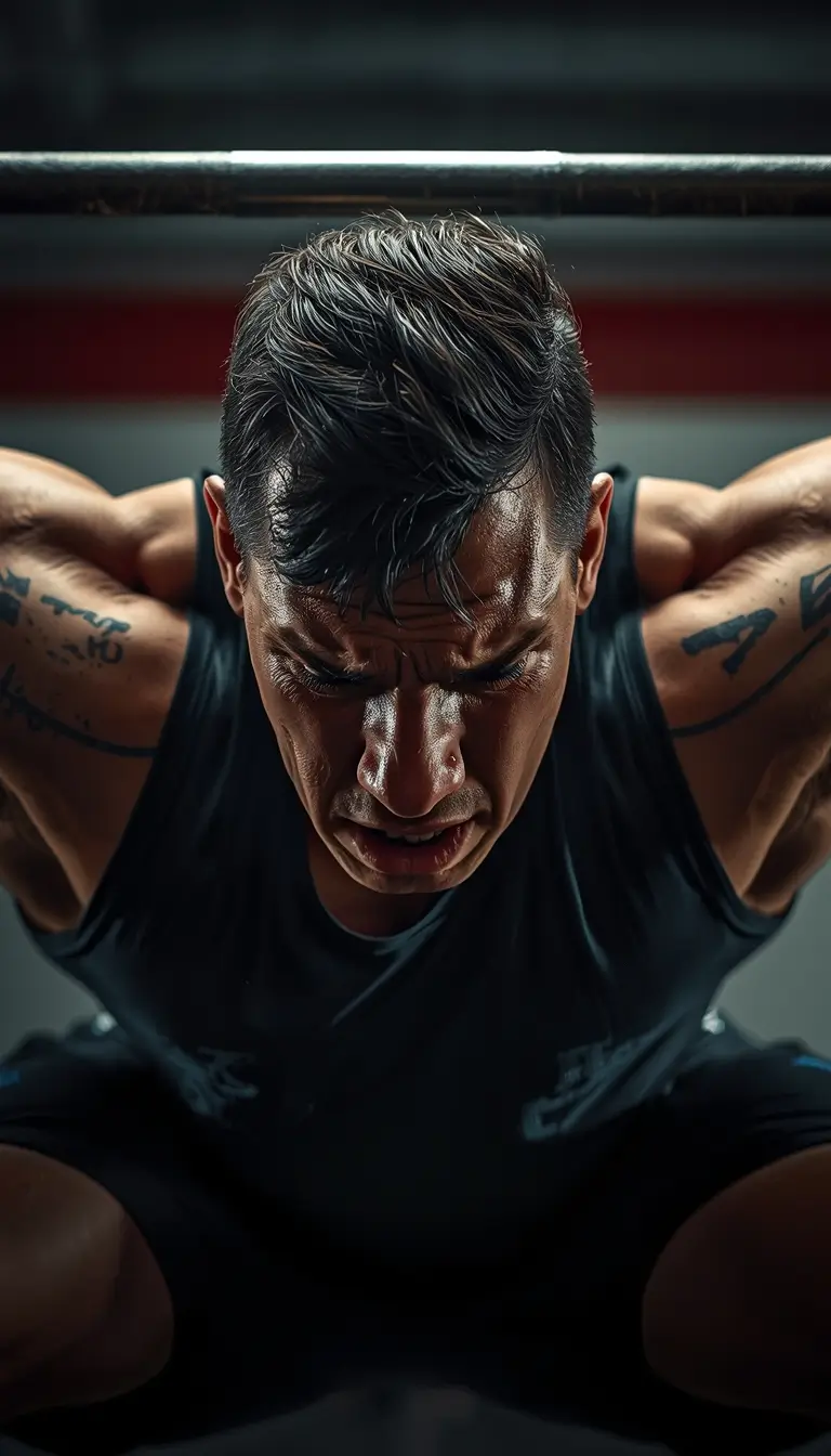 Athlete straining during a heavy lift in the gym, intense moment perfect for gym motivation wallpaper and fitness focus