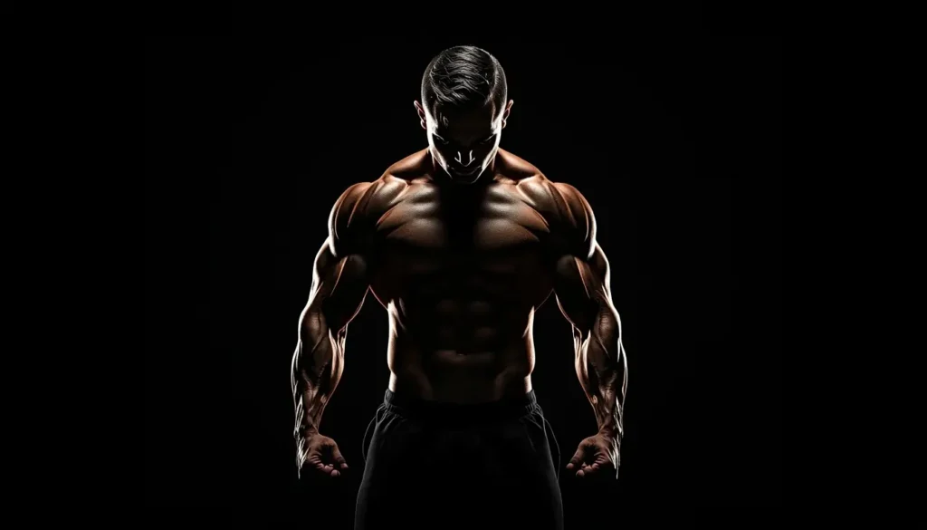 Powerful gym motivation wallpaper featuring a muscular athlete in dramatic lighting. Perfect motivational wallpaper for gym lovers, fitness enthusiasts, and workout inspiration, ideal for desktop and mobile backgrounds.