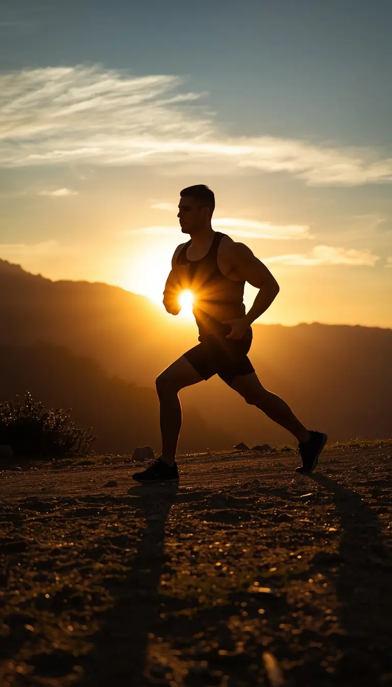 Athlete running at sunrise gym motivation wallpaper symbolizing fitness discipline, endurance, and daily workout focus