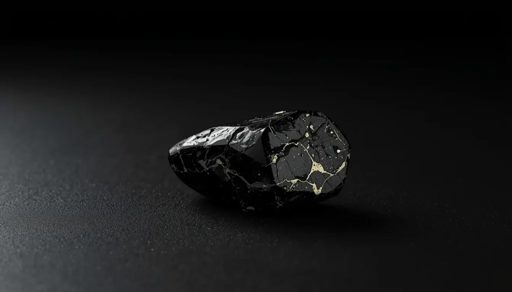 Black onyx stone with gold veins on pure dark background, amoled-pure-black-wallpaper-4k ultra HD minimal luxury wallpaper