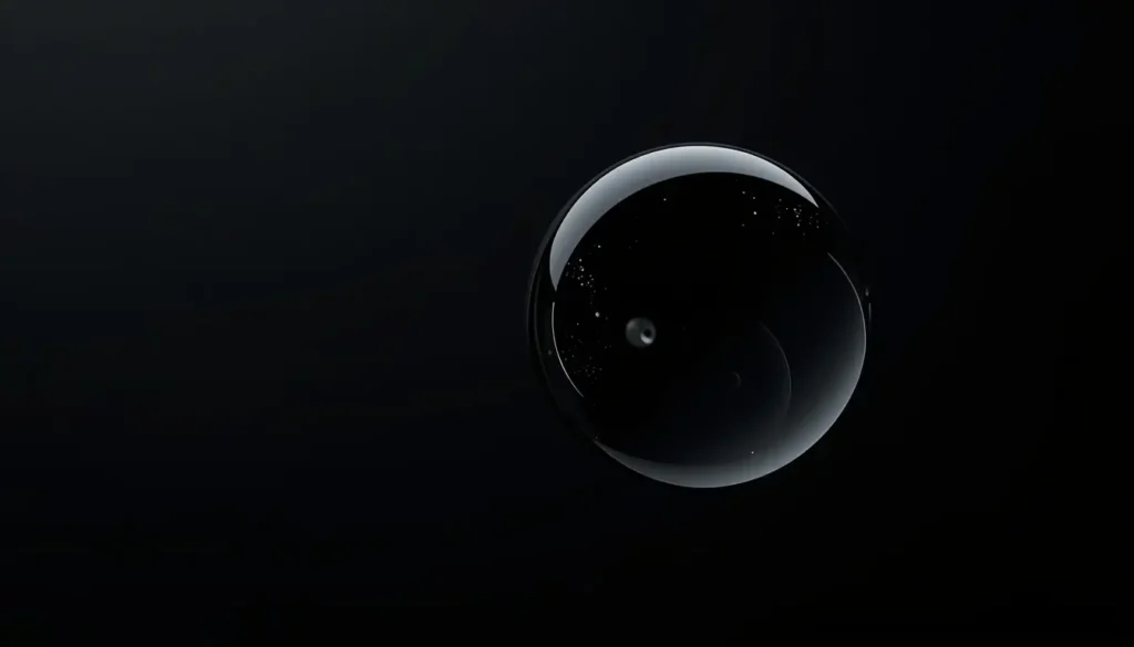 Transparent glass sphere on pure dark background, amoled-pure-black-wallpaper-4k ultra HD minimal abstract wallpaper