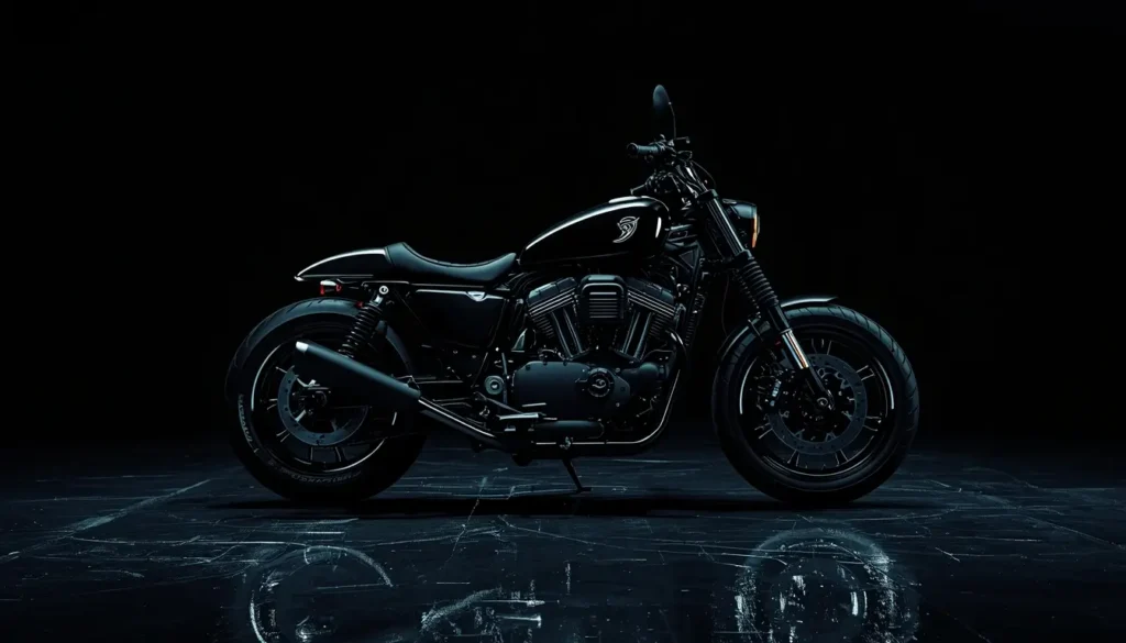 Black motorcycle on deep pure black background amoled pure black wallpaper 4k style