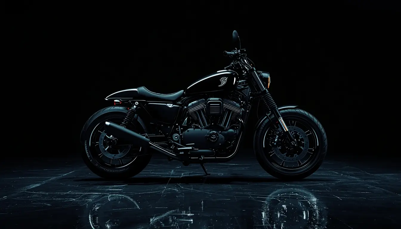 Black motorcycle on deep pure black background amoled pure black wallpaper 4k style