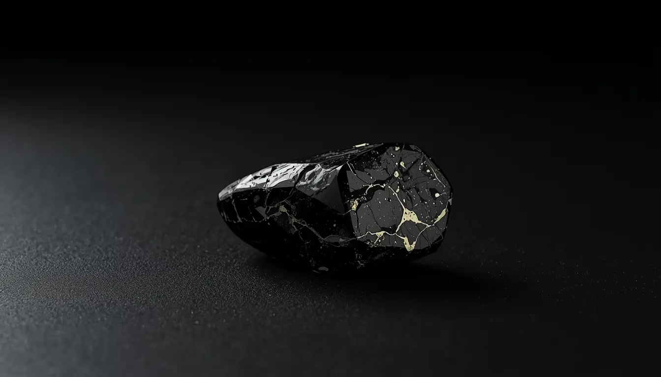 Black onyx stone with gold veins on pure dark background, amoled-pure-black-wallpaper-4k ultra HD minimal luxury wallpaper