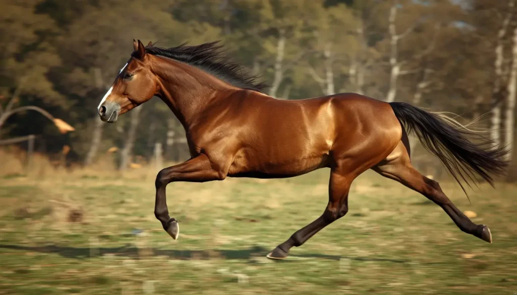 Running horse animal wallpaper showing powerful motion, flowing mane, and natural outdoor landscape