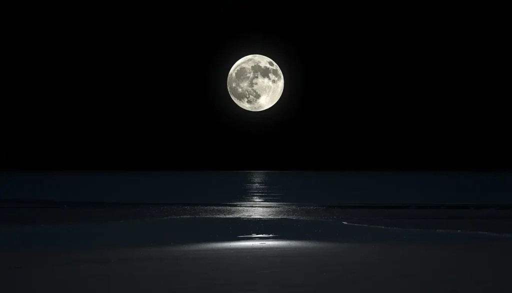 moon-light-photos of full moon reflecting on calm ocean water at night