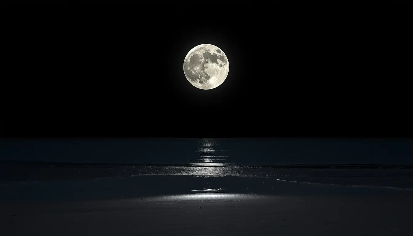 moon-light-photos of full moon reflecting on calm ocean water at night