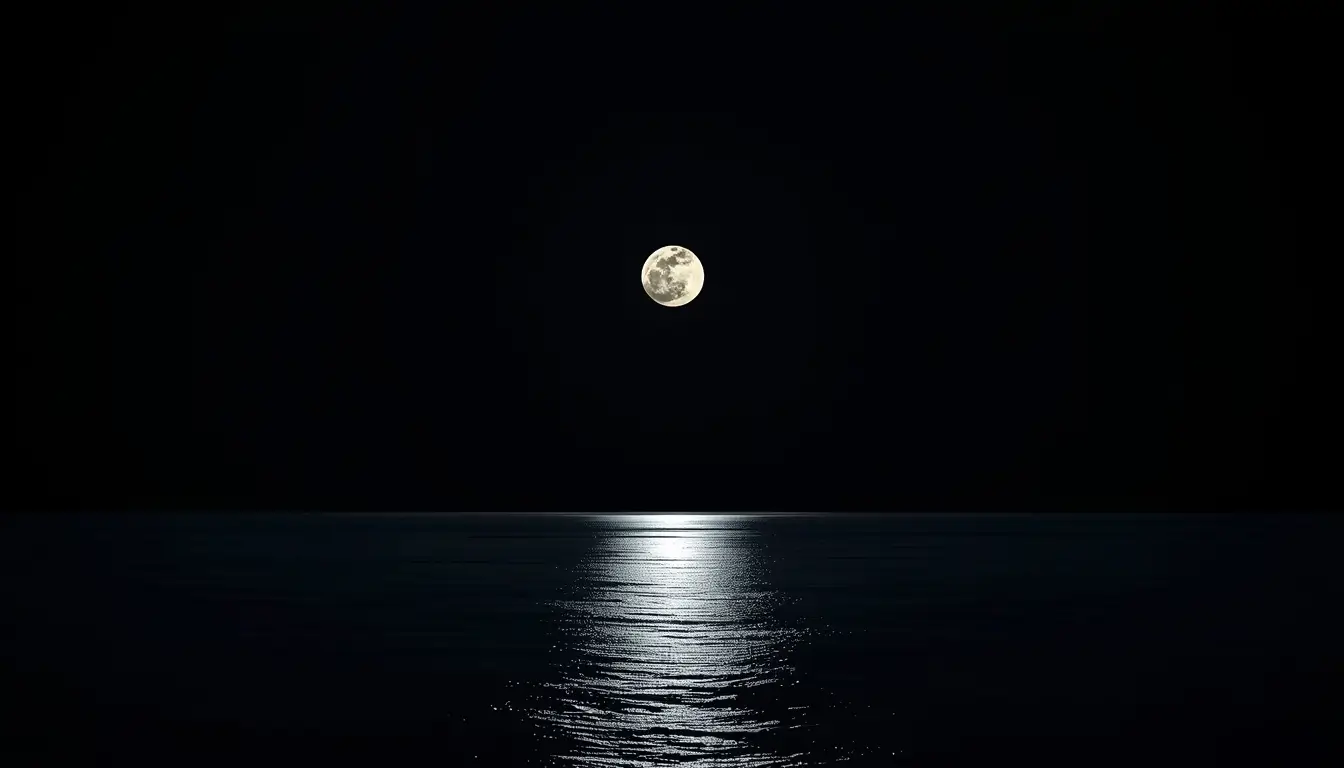 moon-light-photos of full moon reflecting on calm sea under dark night sky