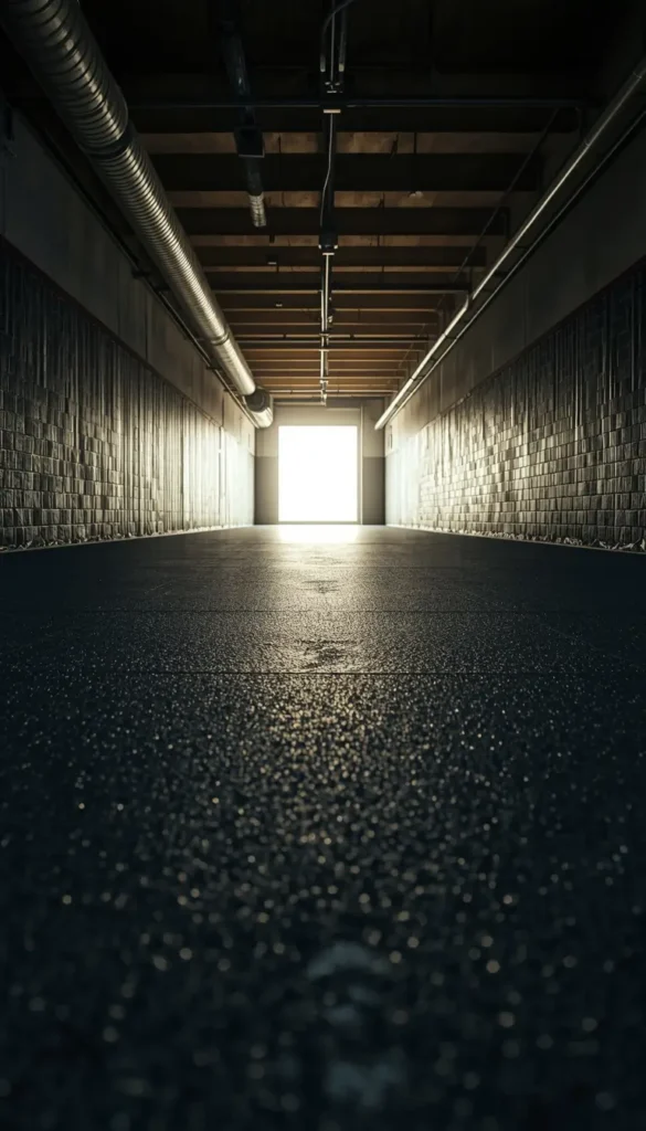 Motivational wallpaper for gym showing an empty training corridor leading to bright light symbolizing focus and fitness journey