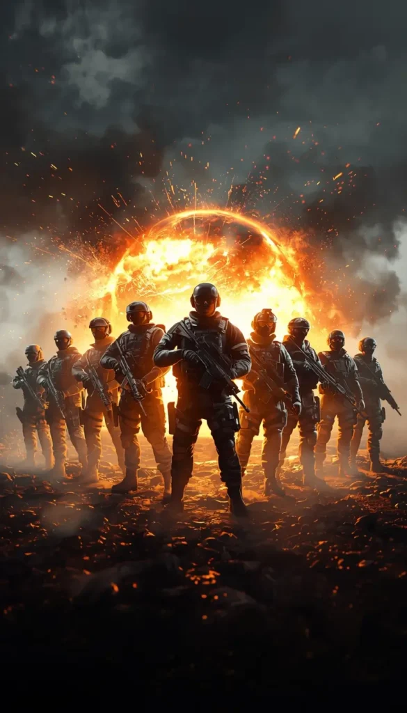 Elite operator squad with explosion rainbow-six-siege-wallpaper-4k cinematic r6 wallpaper action gaming background.