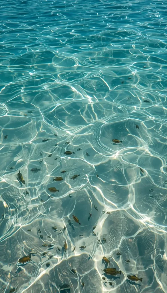 clear blue water with sunlight reflections and fish summer iphone wallpaper aesthetic ocean view
