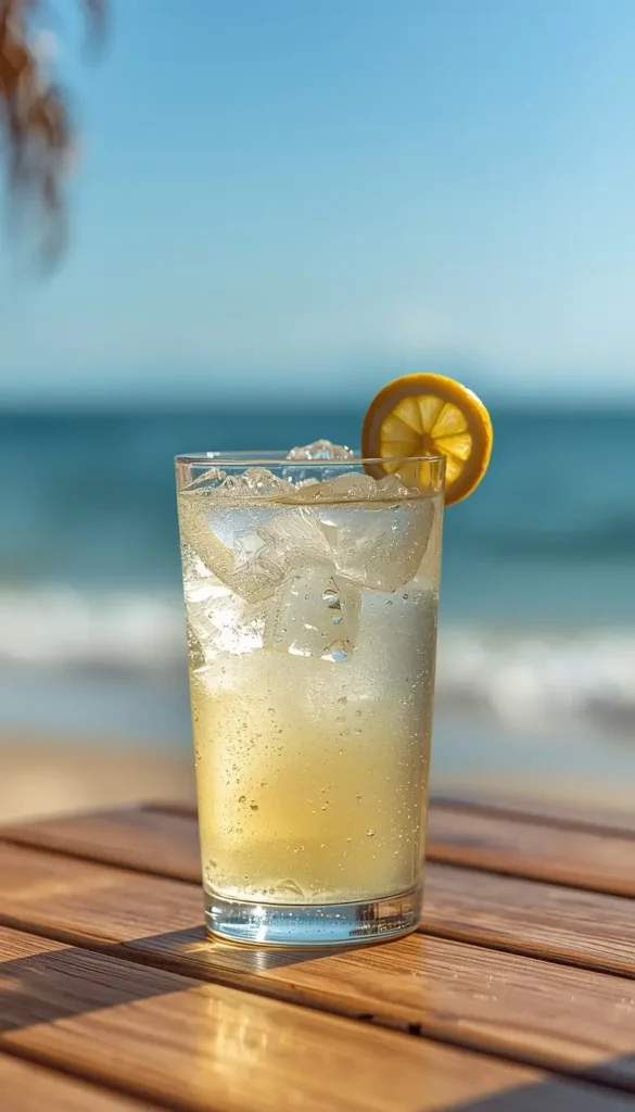 iced lemon drink by beach with ocean view summer iphone wallpaper fresh aesthetic summer vibe