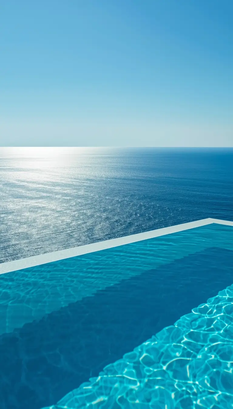 Infinity pool overlooking blue ocean with clear sky summer iphone wallpaper
