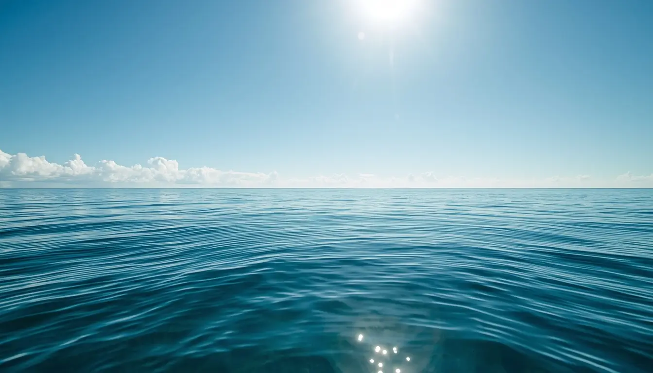 Calm blue ocean with clear sky and sunlight reflection summer iphone wallpaper