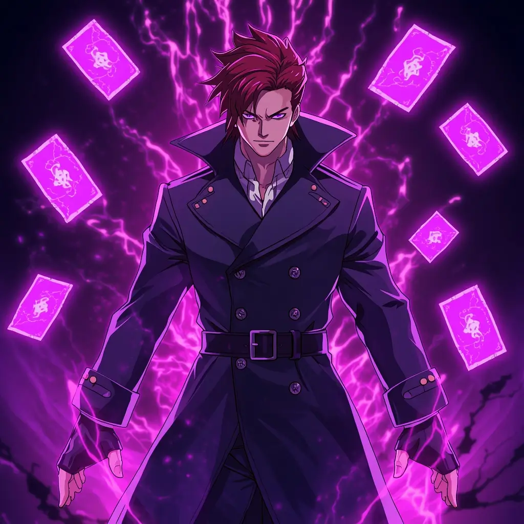 Gambit wallpaper 4K for PC showing Gambit surrounded by glowing purple cards and powerful kinetic energy effects
