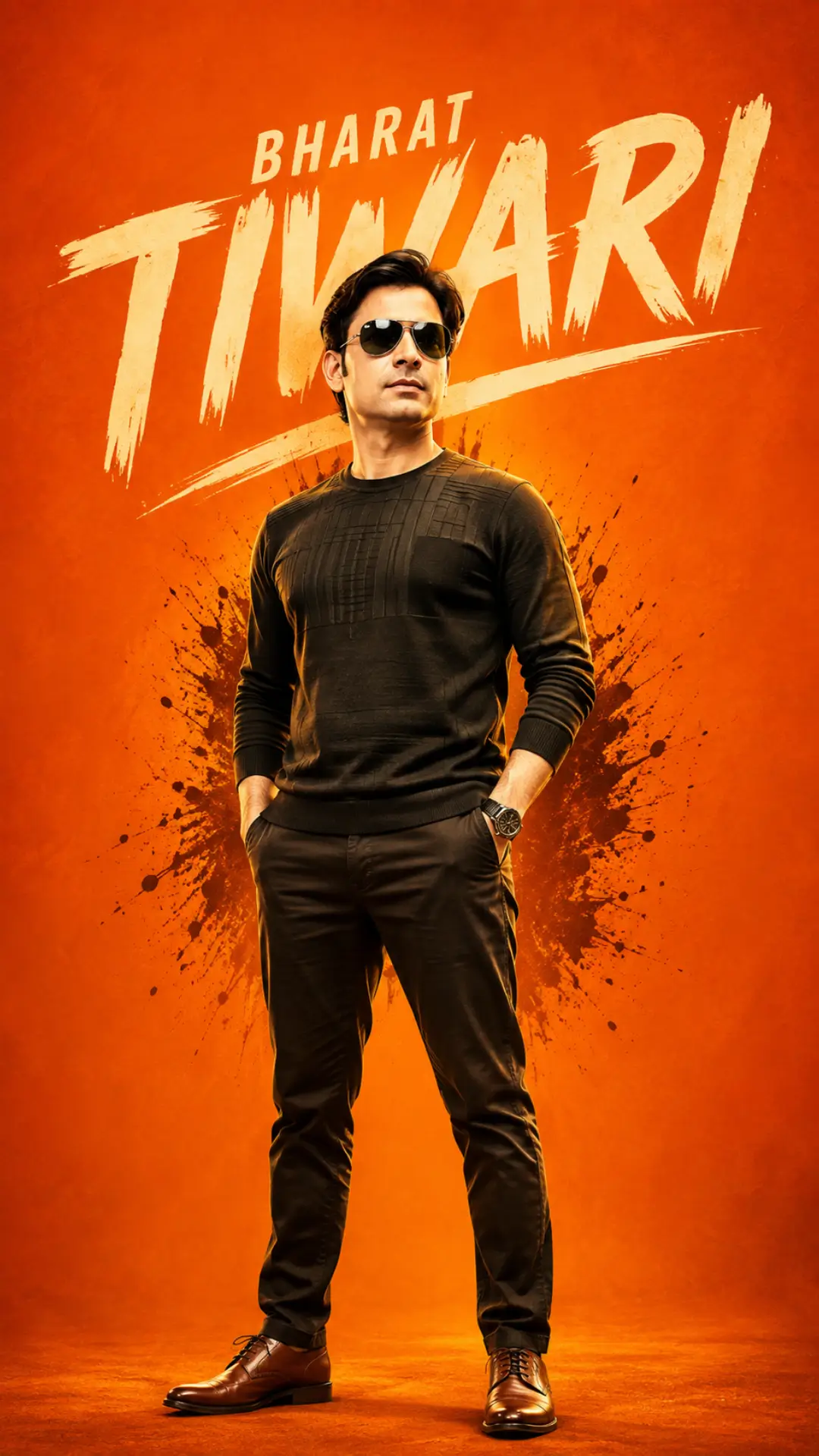 Freedom-fighters-images-hd patriotic wallpaper featuring Bharat Tiwari with a vibrant saffron background.