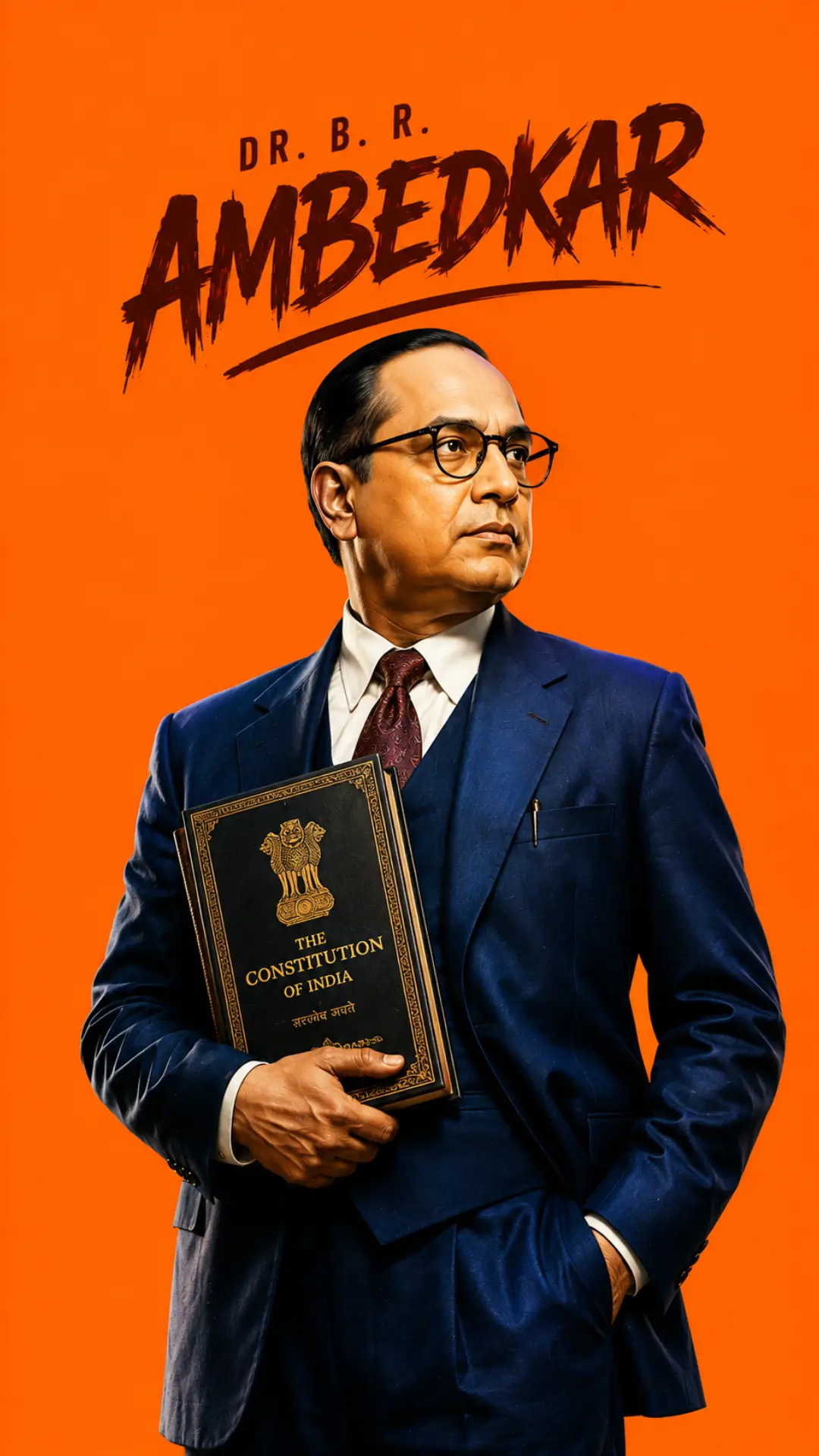 Indian-freedom-fighters-images HD wallpaper featuring Dr. B. R. Ambedkar holding the Constitution of India.